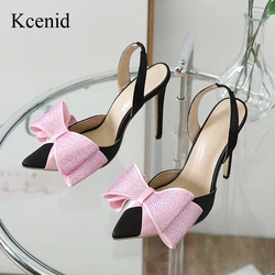 Kcenid Summer Fashion Pink Butterfly-knot Wedding Shoes Woman Slingbacks Pumps Pointed Toe Thin Heels Sandals Ladies Pumps