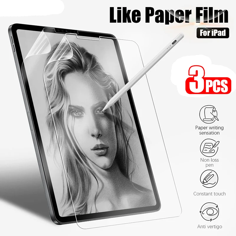 3pcs Like Paper Film For iPad Pro 12.9 11 2022 2021 Screen Protector For iPad 10th 9th 8th 7th Generation Mini 6 10.2 Paperfeel