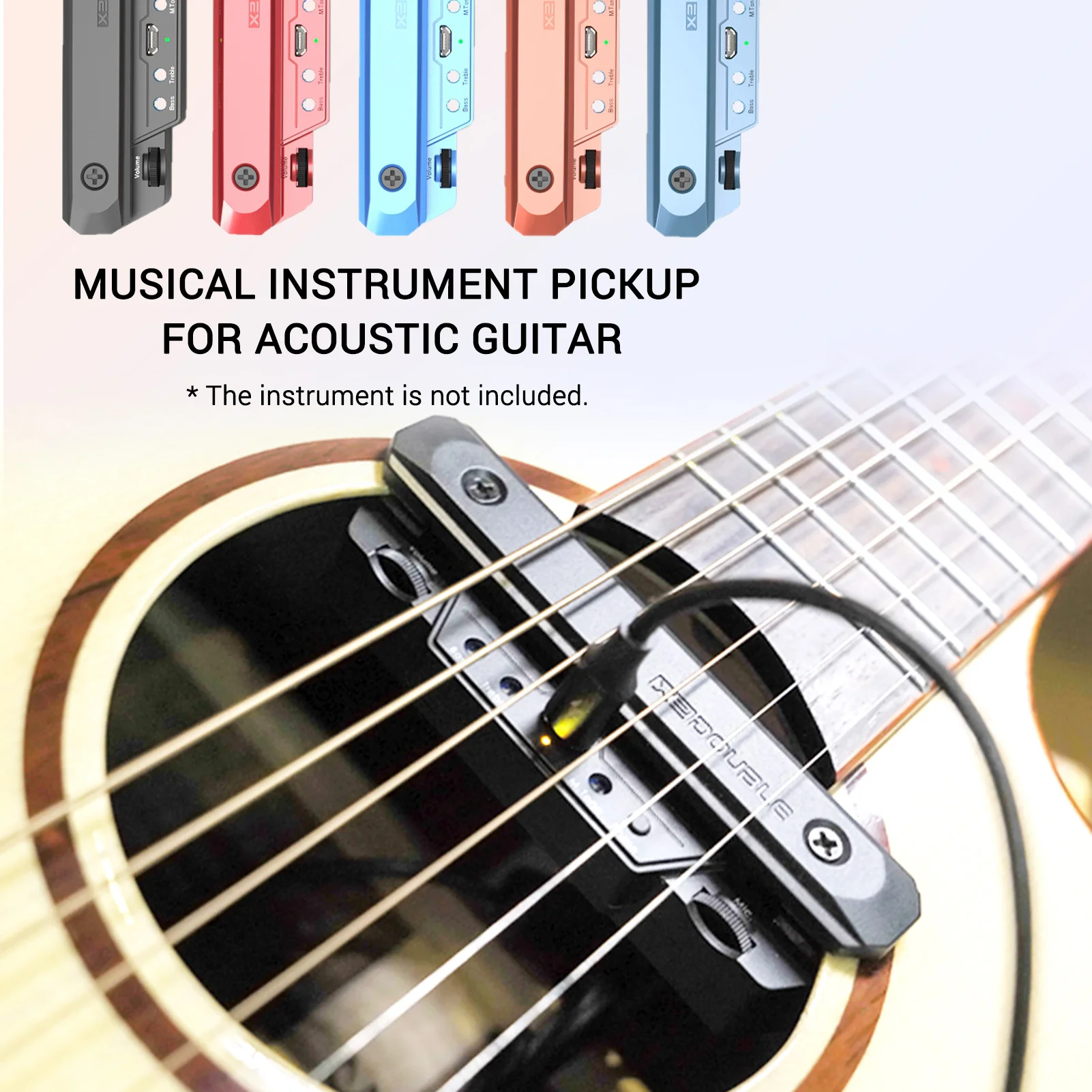 for Acoustic Guitar Guitar Pickup Preamp Soundhole Pickup with Volume & Tone Control Musical Instrument Accessori