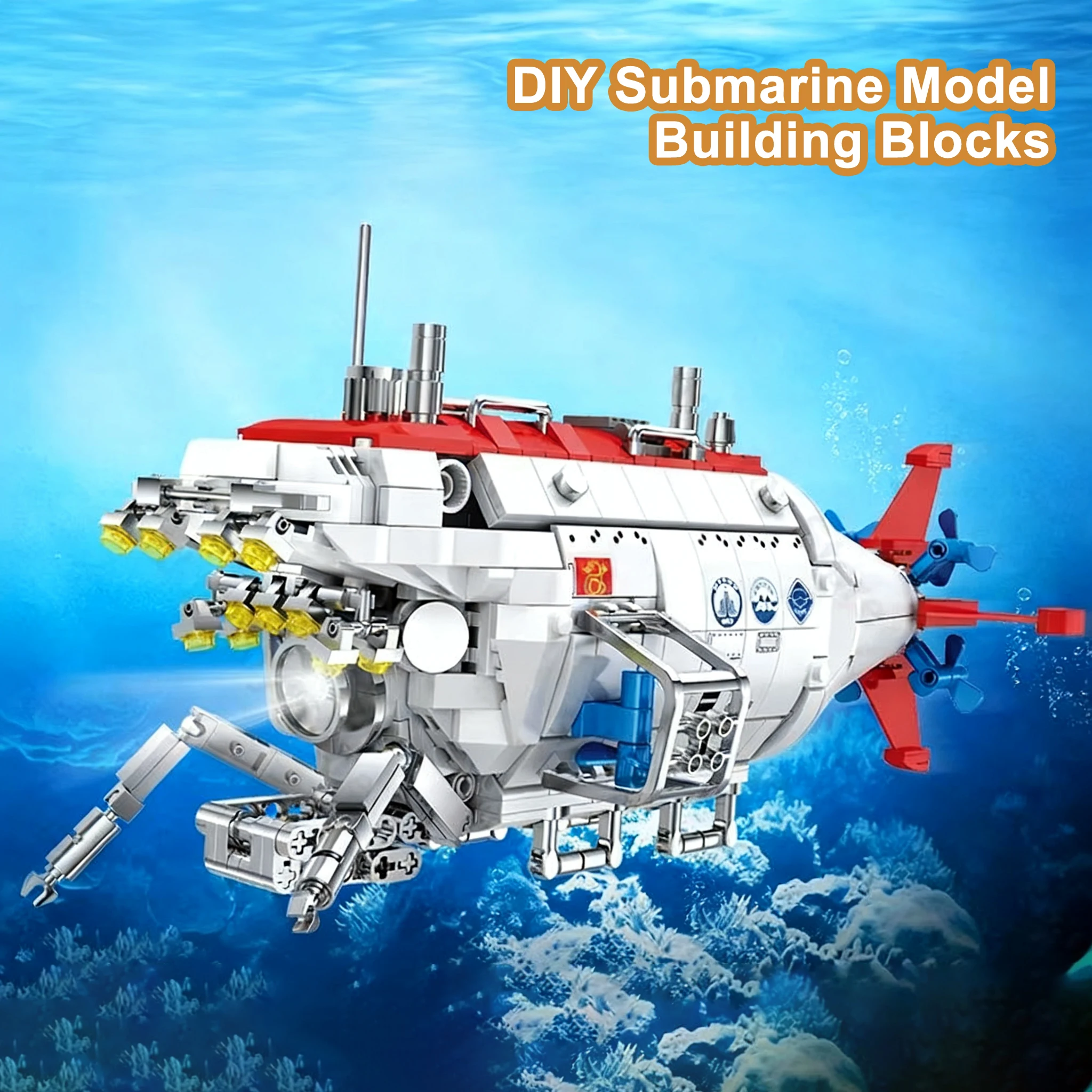 

3D Puzzles DIY Submarine Model Building Blocks Diving Research Submarine World Jiaolong Kits for Teens Brain Teaser Xmas Gifts