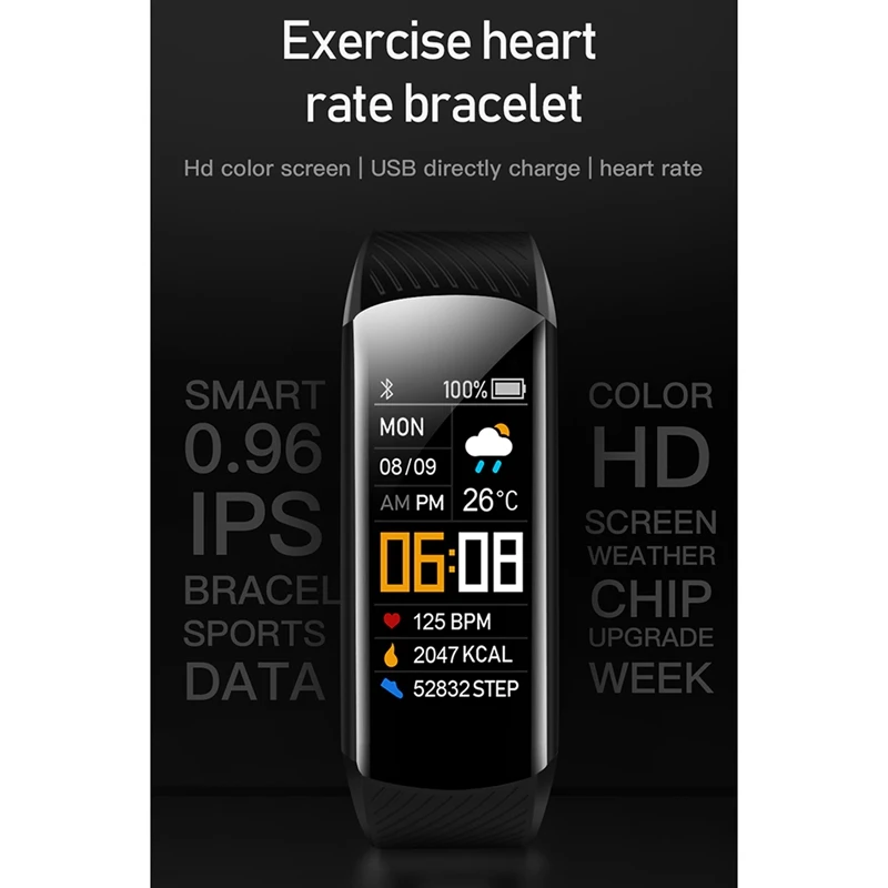 Fitness Bracelet Blood Pressure Measurement Pedometer Smart Band Heart Rate Monitor Waterproof Health Tracker Watch