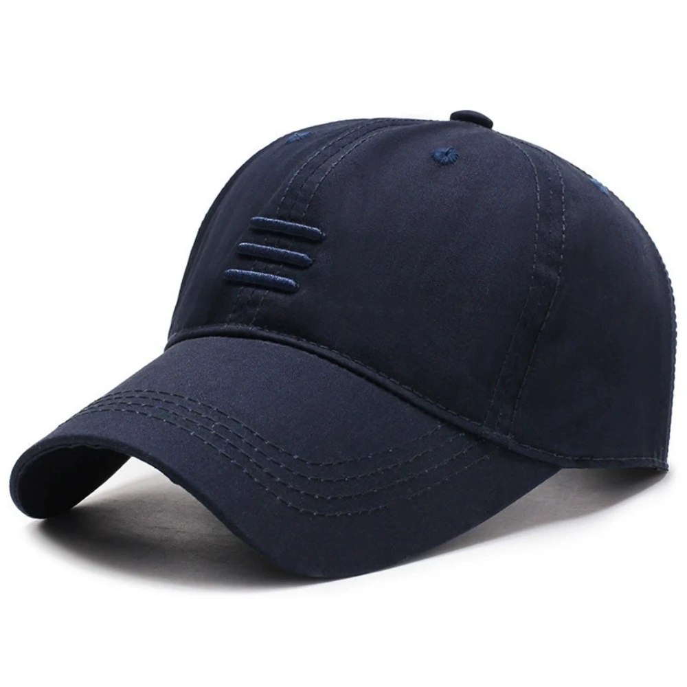 Baseballkappen mit dreifach horizontalen Sticklinien, Frühling und Herbst, verstellbare Freizeithüte für den Außenbereich, Sonnenschutzhut – Detail 4
