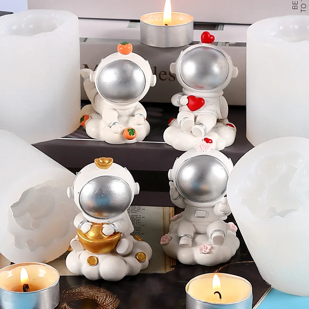 

New Space Astronauts Silicone Candle Mold Gypsum form Carving Art Aromatherapy Plaster Home Decoration Mold Wedding Gift Handmad