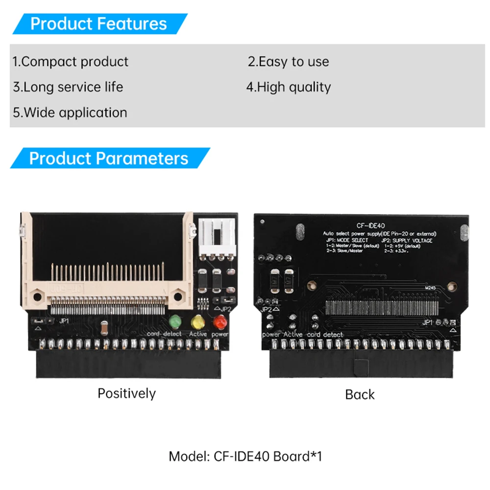 5pcs CF-IDE40, 40 pin standard flash CF to 3.5 female head 40 pin IDE bootable adapter conversion card CF to IDE adapter card