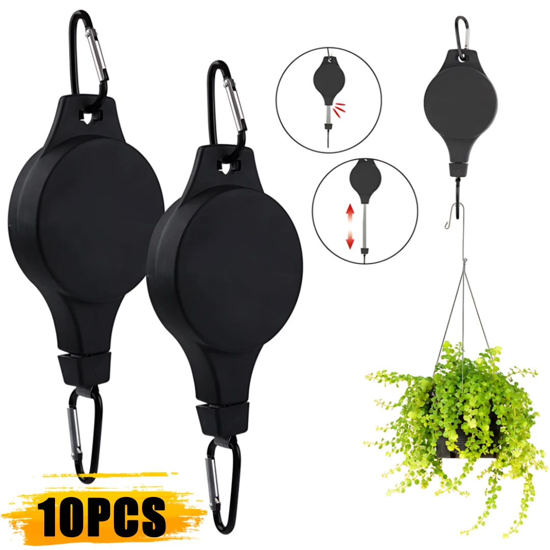 Adjustable Lift Flower Basket Hook Garden Baskets Pots Retractable Pulley Pull Down Hanger Home Garden Balcony Decoration Supply