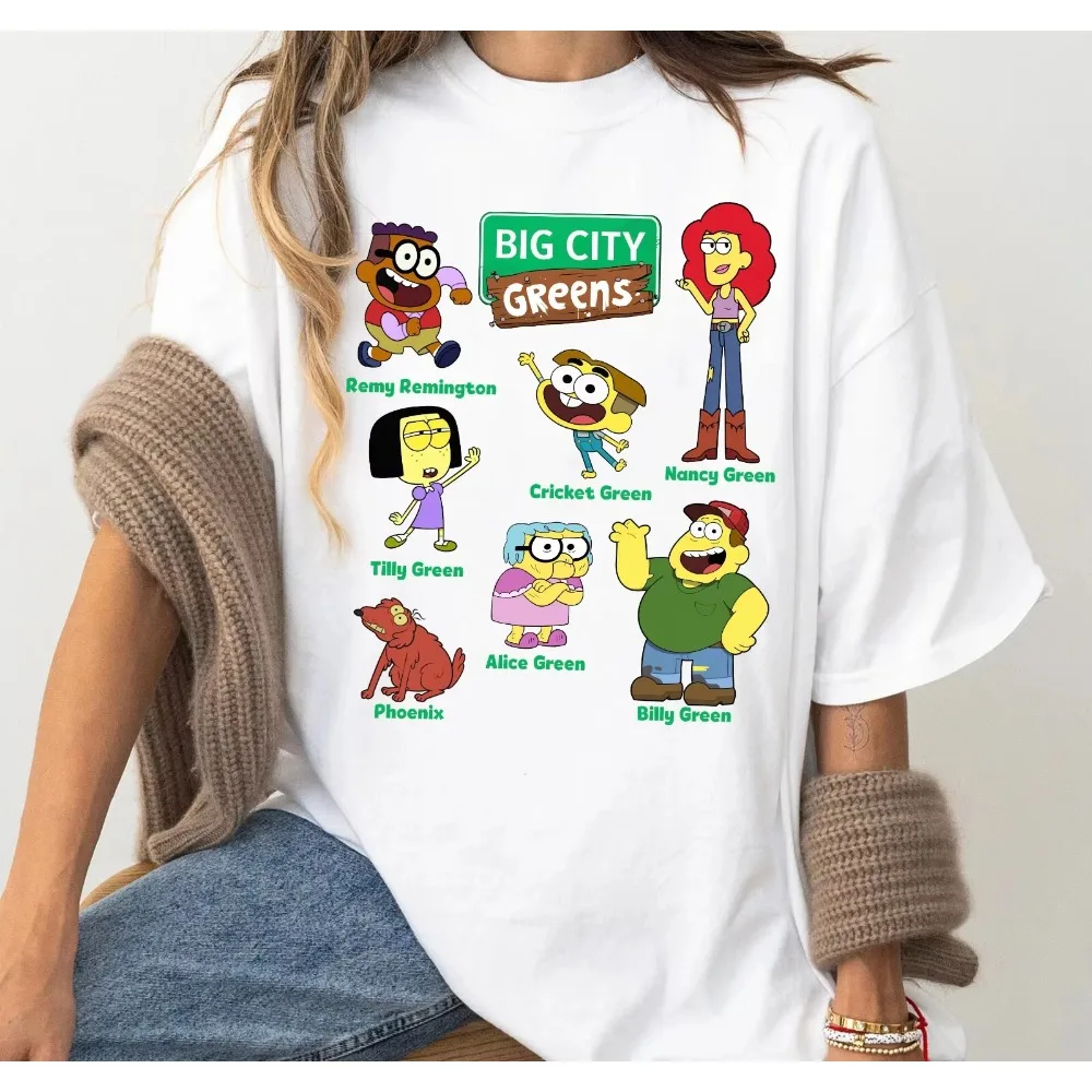 

Disney Big City Greens Printed T-shirt Women's Fashion Short Sleeve Women Clothes Family Matching Outfits Kids Clothes