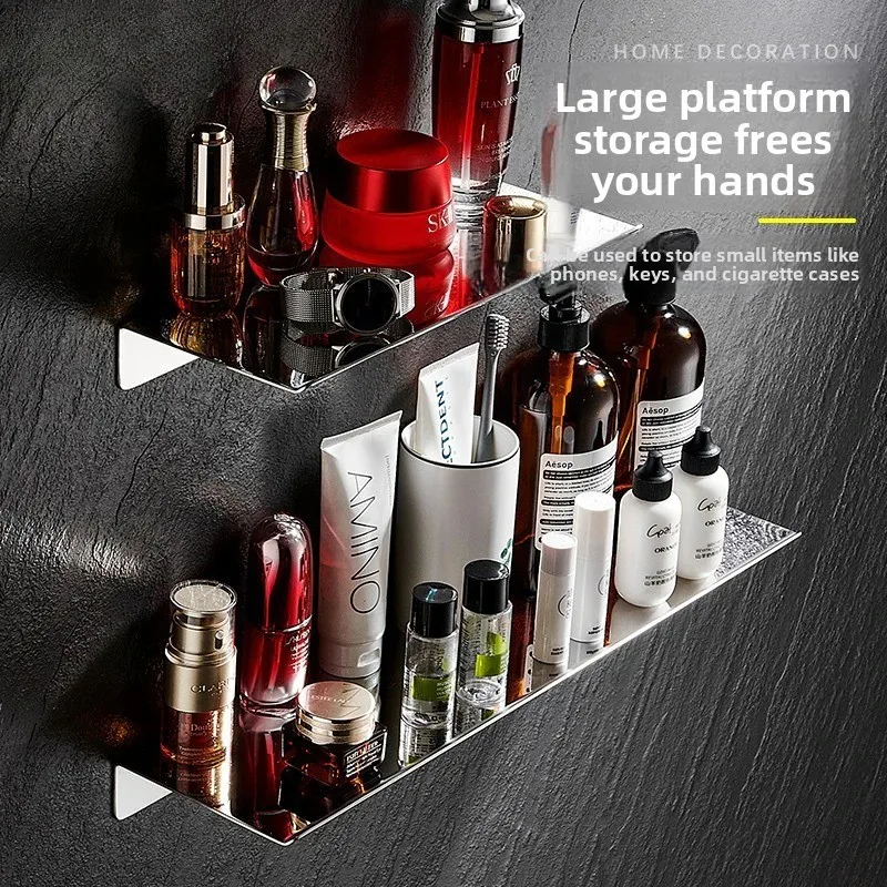 Wall Mounted Bathroom Shelf Rectangular 304 Stainless Steel Multi Layer Toilet Storage Organizer for Washstand Family Use