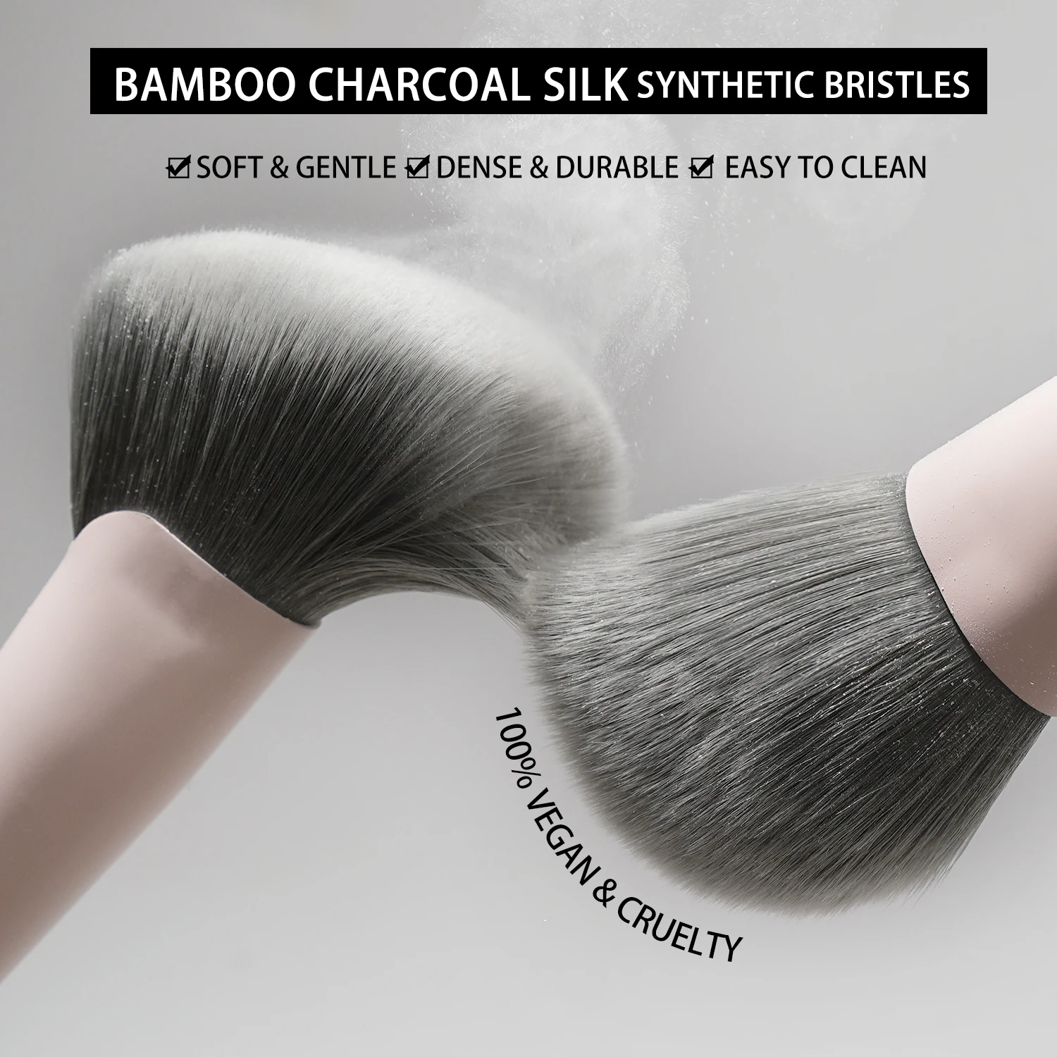 BEILI 12/15 PCS Set di pennelli per trucco professionale Strumento cosmetico premium vegano Kakubi Podwer Pennello per ombretto con contorno angolato per fard