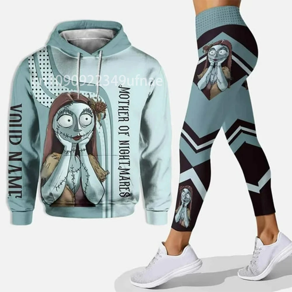 Disney-Sweat à capuche et leggings 3D Minnie Mouse personnalisés pour femmes, pantalons de yoga, pantalons de survêtement, mode,