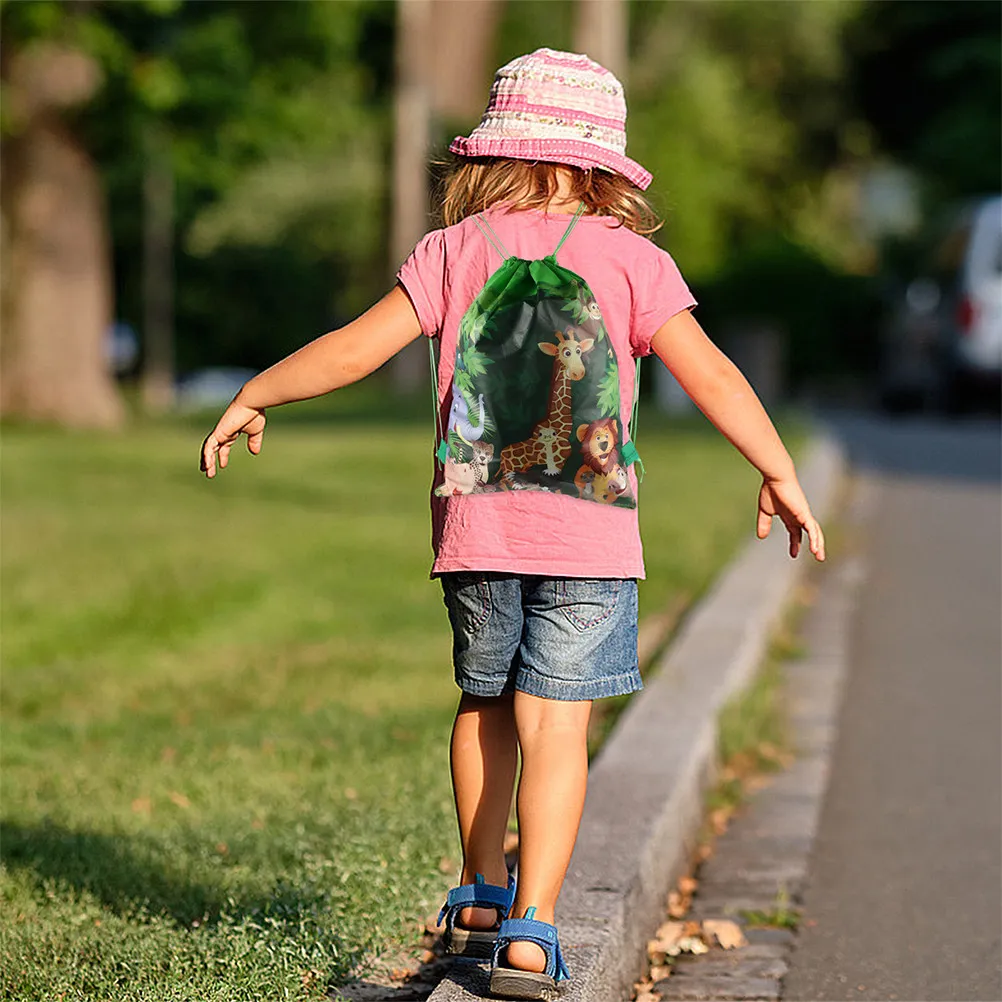 

6pcs Drawstring Backpacks Kids Party Favor Bags Jungle Favors Basketball Non woven Fabric Small Travel Mini Gift Lightweight