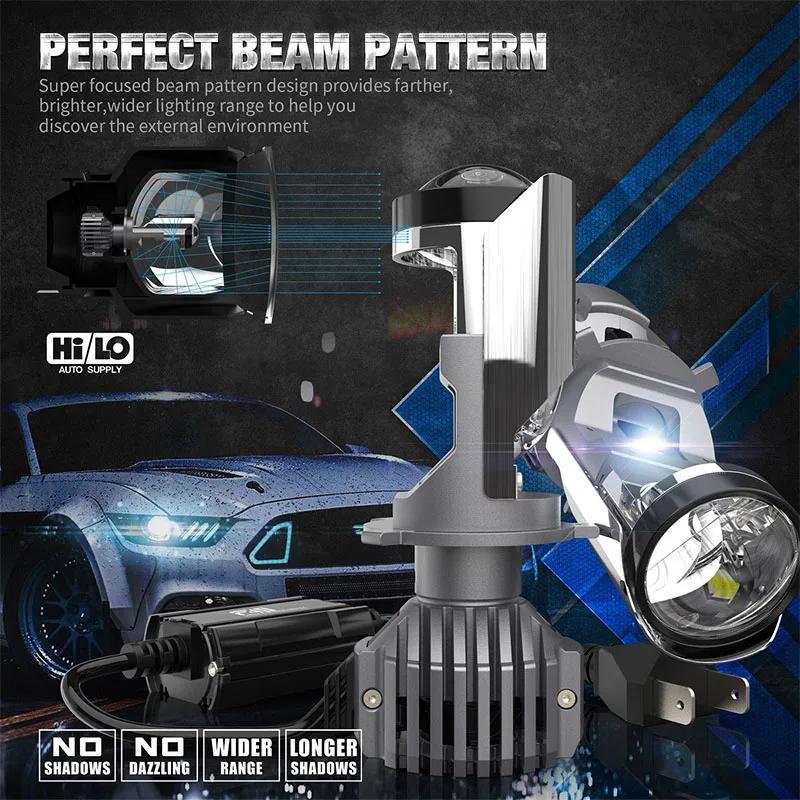 F40 LED Mini H4 Headlight Mini Projector Lens Bulb 6000k White Lamp Car Headlamp Hi-Low Beam Fog Light Super Powerful Bulbs Auto