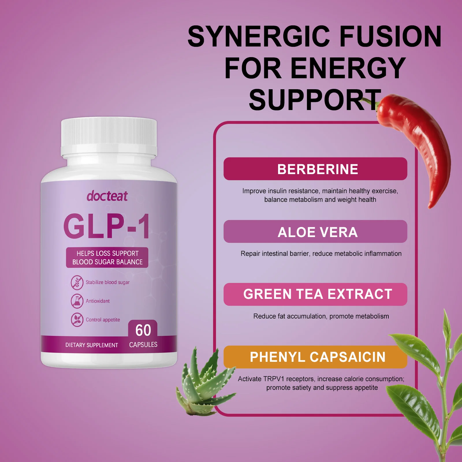 

GLP-1 capsules help with body management, lightweight and stylish 60 capsule dietary supplement