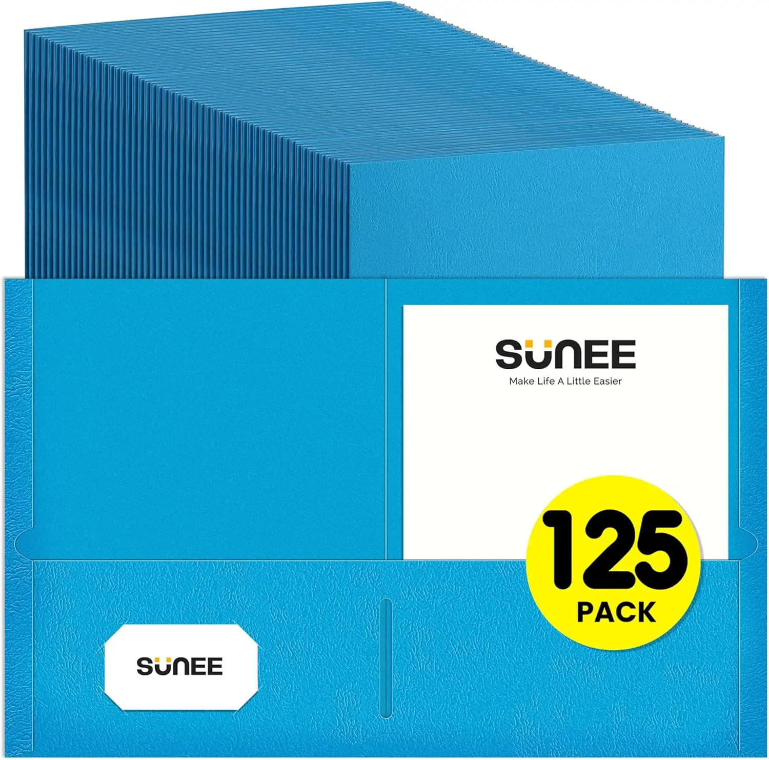 

125-Pack Blue 2 Pocket Folders for Letter Size Paper, Durable Organizers for School Office Home Business