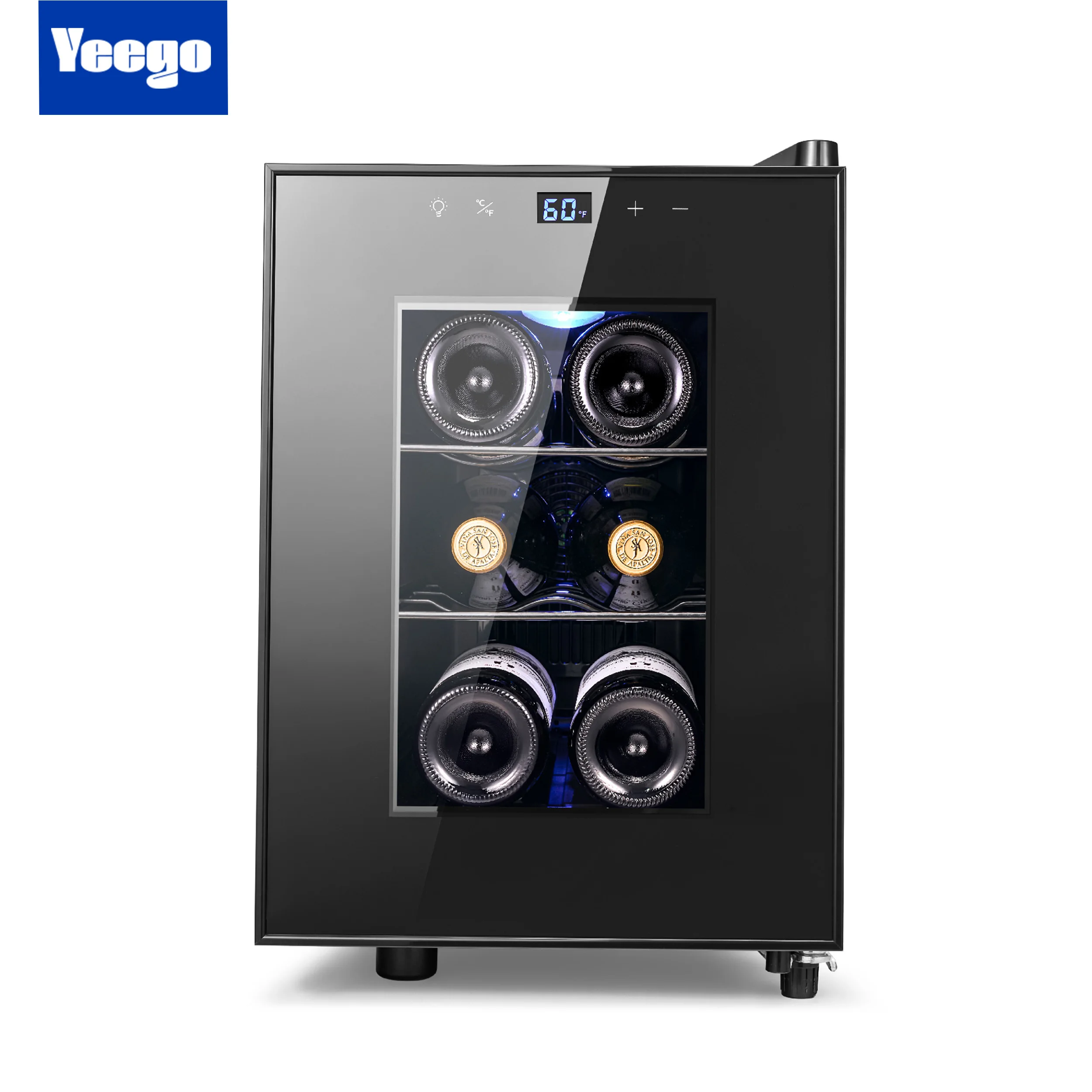 Yeego Mini Wine Fridge - 22L Capacity Semiconductor Cooling Refrigerator with Stylish Glass Door for Perfect Wine Storage