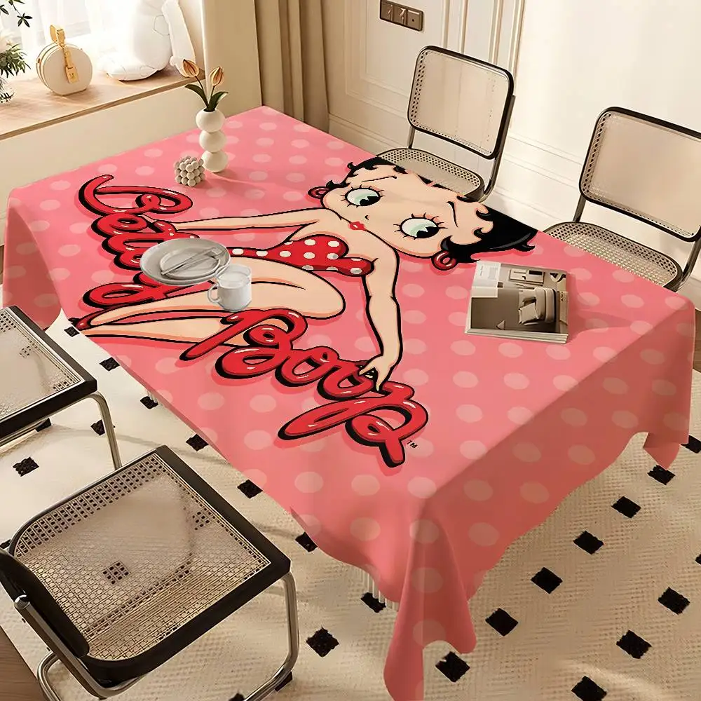 Cute B-betty B-boop Home Tablecloths Dining Decoration And Rectangular Table Accessories Waterproof Cloth Anti-stain