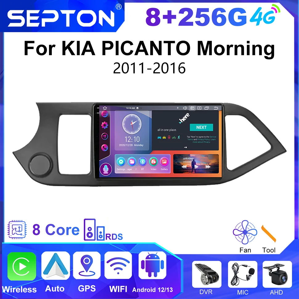 

SEPTON Car Player Stereo Radio for KIA PICANTO Morning 2011-2016 Vehicle Android Video Player Carplay Auto GPS Autoradio 4G 2Din