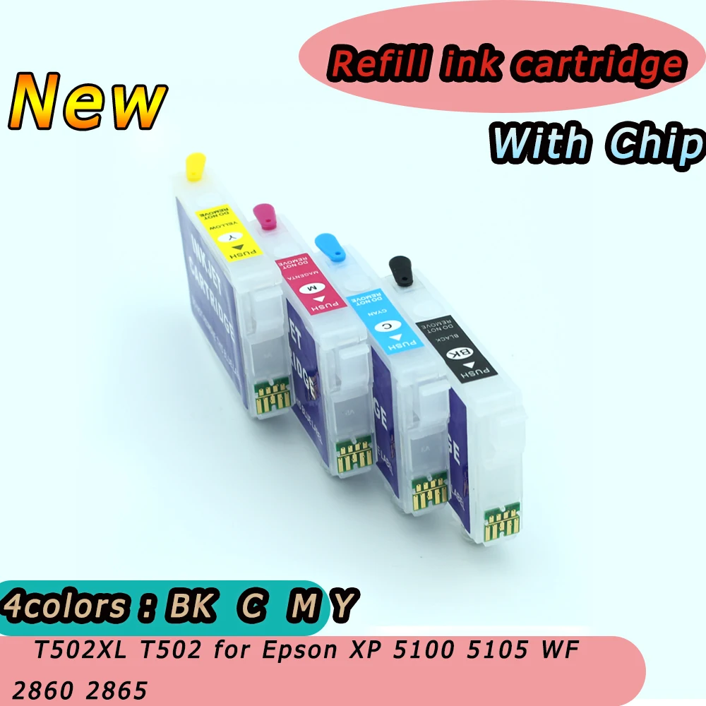 

T502 Refill Ink Cartridges With Auto Reset Chips T502XL T502 for Epson XP 5100 5105 WF 2860 2865 Printer Ink Cartridges Europe