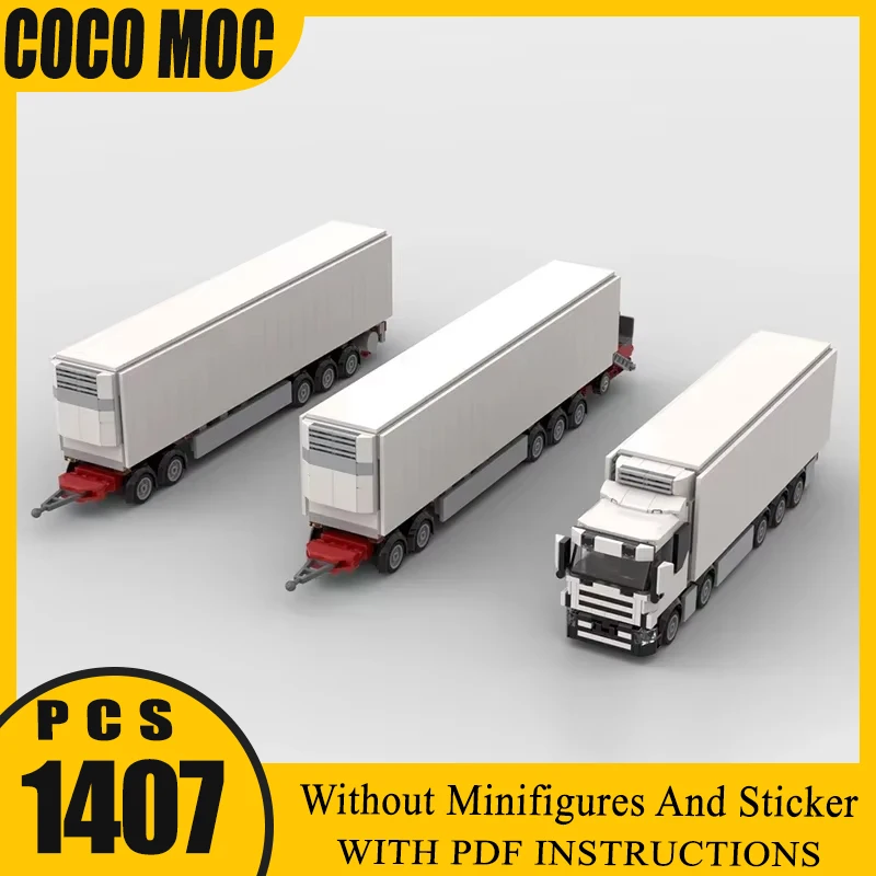 Refrigerated Truck and Full Trailer Model Moc Building Bricks Gifts Toys For Children Technology Modular Blocks DIY Set Assembly