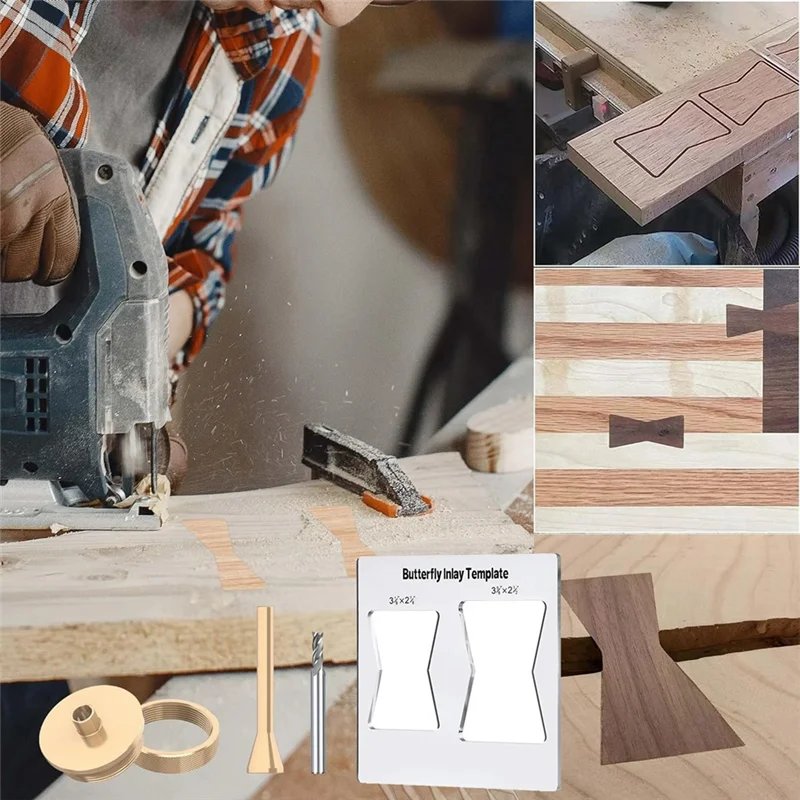 ABHU Professional Butterfly Inlay Template And Router Templates Transparent Wooden Joint Marking Ruler Set For Woodworking