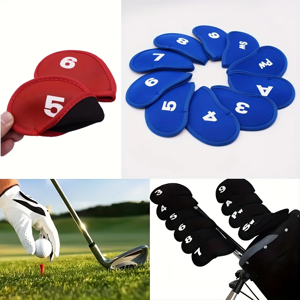 10Pcs Portable Golf Club Iron Head Covers Protector Golfs Head Cover Set Headcover Protector Golf Supplies
