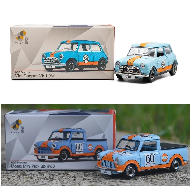 

Tiny 1:50 Austin Mini MK1 #64 Morris Pickup #60 Blue / Red Diecast Model Car