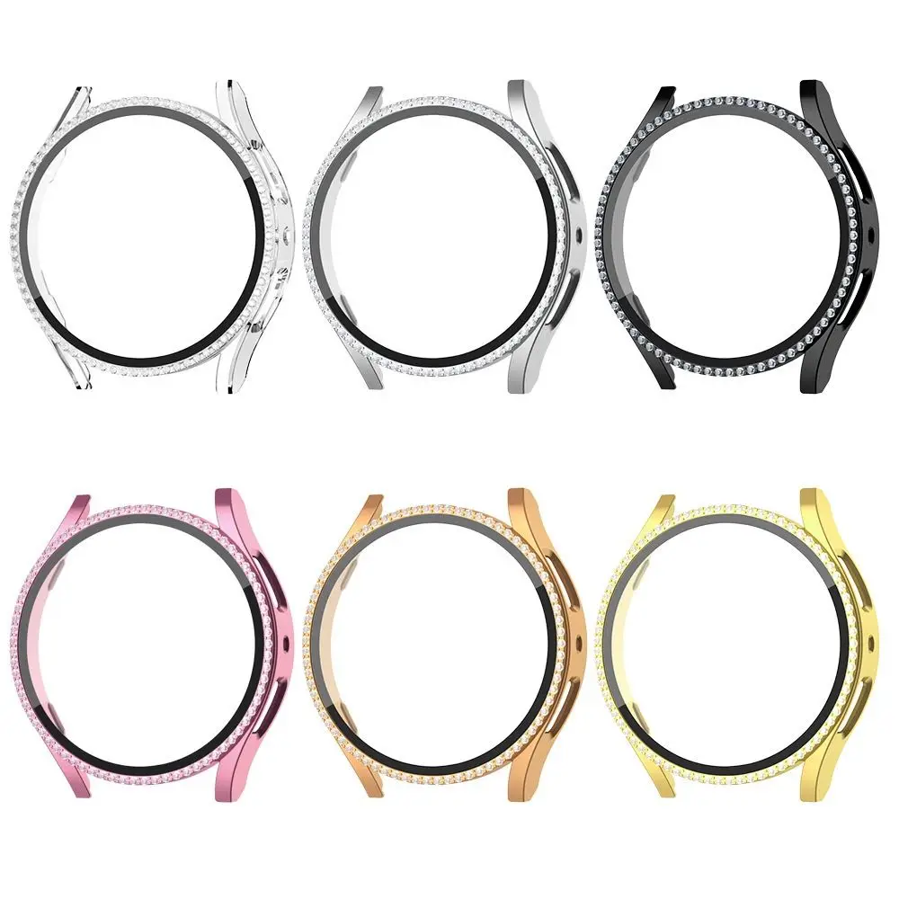 40/44mm Protective Case Cover PC+Tempered Diamond Bumper Accessories Bumber for Samsung Galaxy Watch 6 40mm 44mm