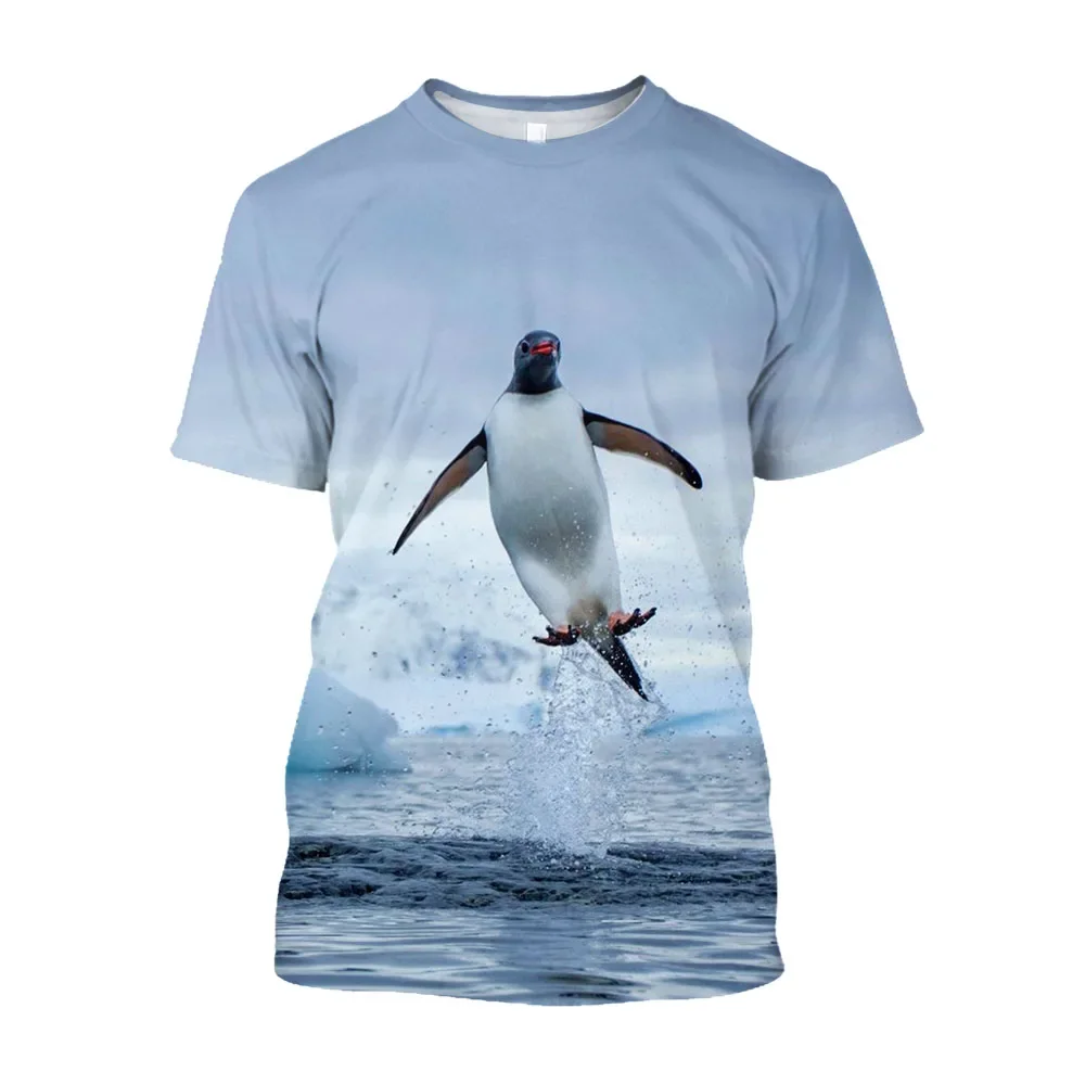 New Fun Penguin graphic t shirts For Men Fashion Leisure Comfortable Oversized Printed Personality Round Neck Short Sleeve Tees