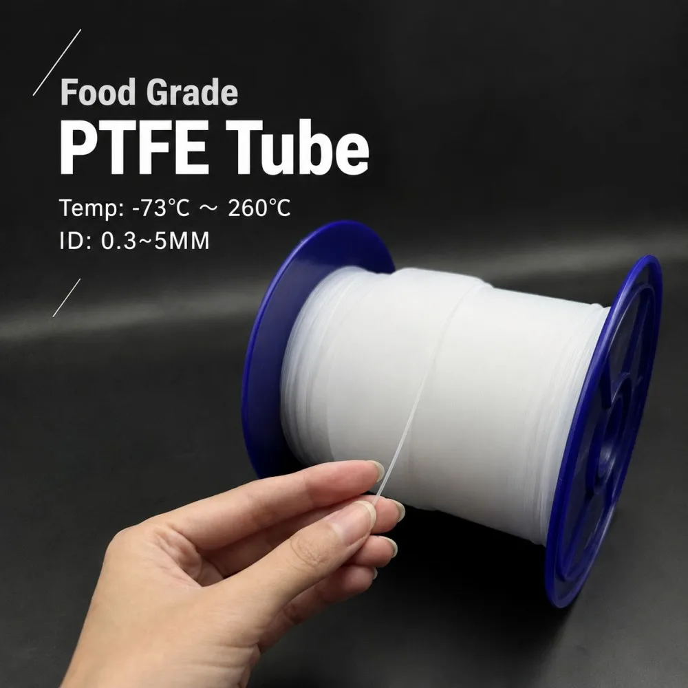 PTFE Tube Insulated Capillary Heat Protector Transmit Hose Rigid Temperature Corrosion Resistance White ID 0.3 ~ 5mm 600V