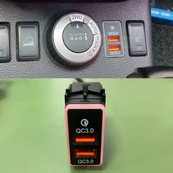 Orange Light Car Charger Dual QC3.0 USB Interface Socket Fuse Box Adapter For Nissan X-Trail Y61 Y62 Sylphy Qashqai Teana Sunny