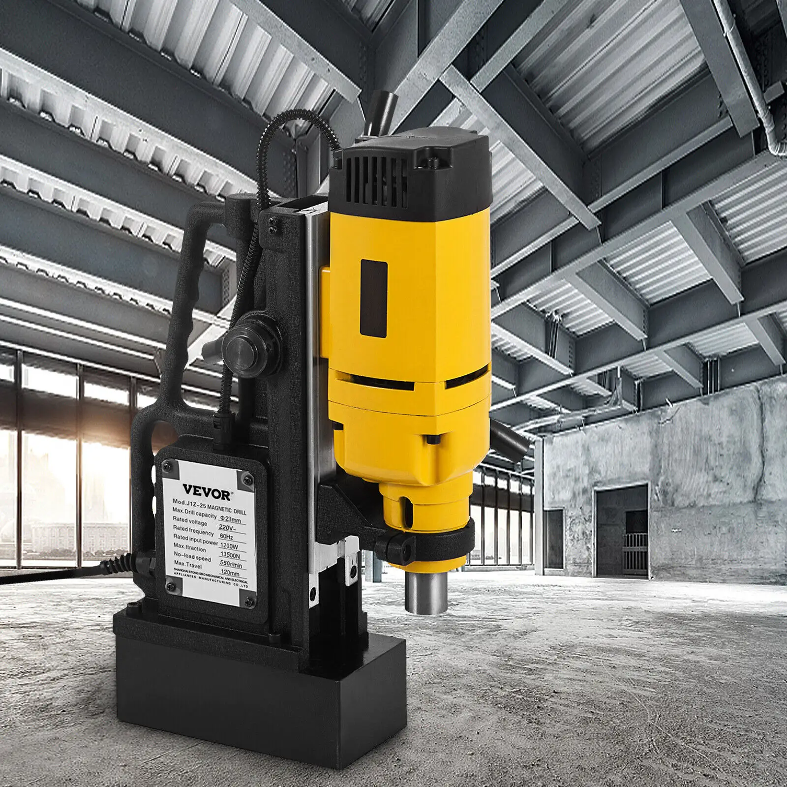 VEVOR 1200W Magnetic Drilling Machine 13000N Magnetic Drill Press Boring Maximum Boring Depth Magnet Force Tapping (MB-23)