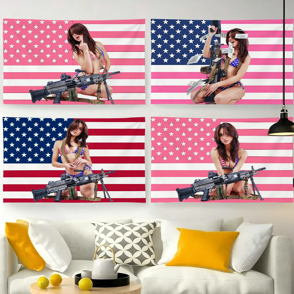 Personality H-Hailey L-Lujan USA flag For Garden Party Living Room Home Wall Decor Banner Bedroom Outdoor Tapestry