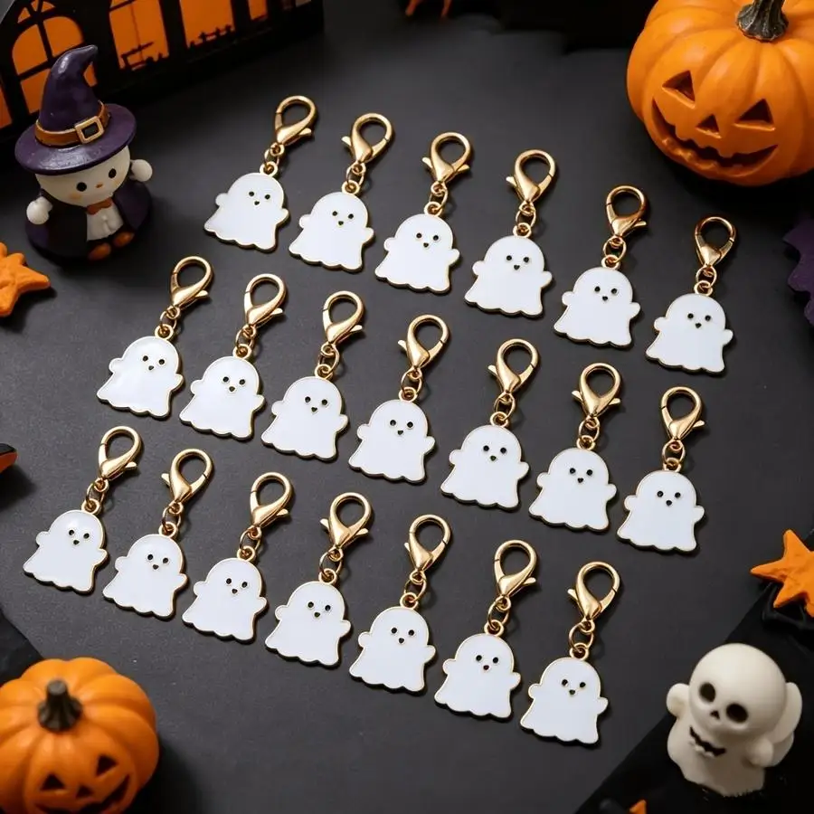 1/5/10/20/50/100pcs Pack White Oil Drop Keyring Bulk for Women Ladies Adults - Seasonal Gothic Halloween Party Birthday Lucky Bl