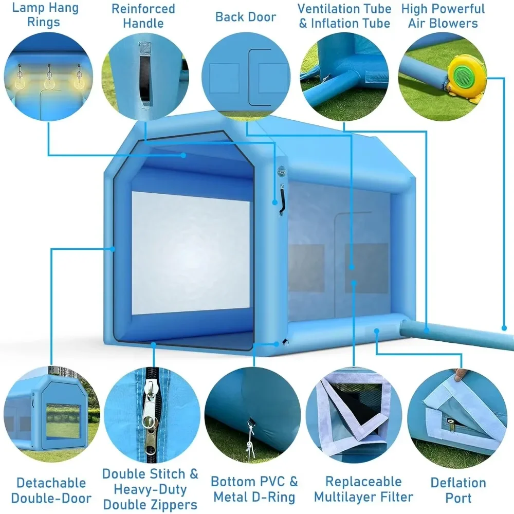 Inflatable Spray Booth With Powerful Blower and Air Filter System Portable Paint Booth Tent