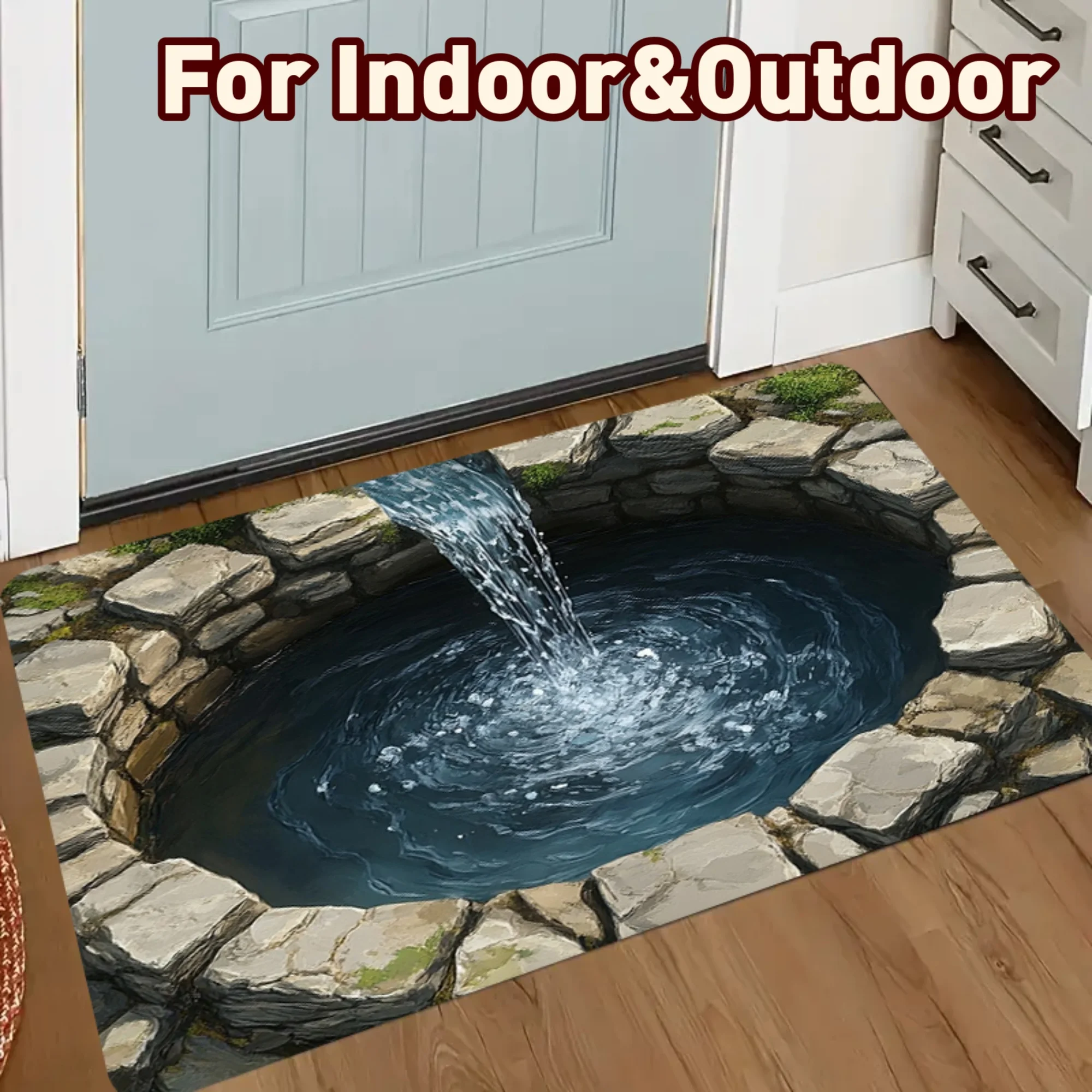 VIKAMA-alfombra de piscina con efecto piedra, cascada, adecuada para uso interior y exterior, felpudo para entrada, decoración del hogar