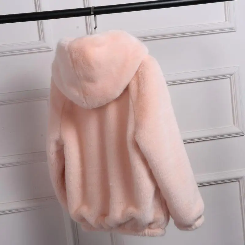 Fur Coat 2024 Women\'s Winter Korean Short Female Warm Loose Plush Hooded Thick Coat Jacket Overcoat Artificial Fur