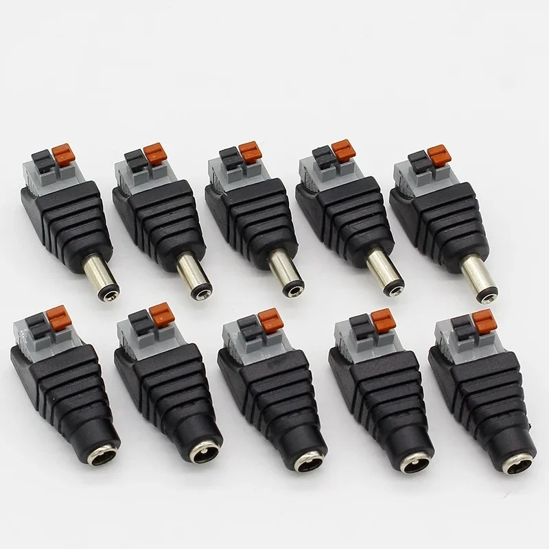 5pcs 12V DC Power Connector Plug Jack Male Female Socket Barrel 2.1mm x 5.5mm Adapter for CCTV Camera LED Strip Supply Terminal