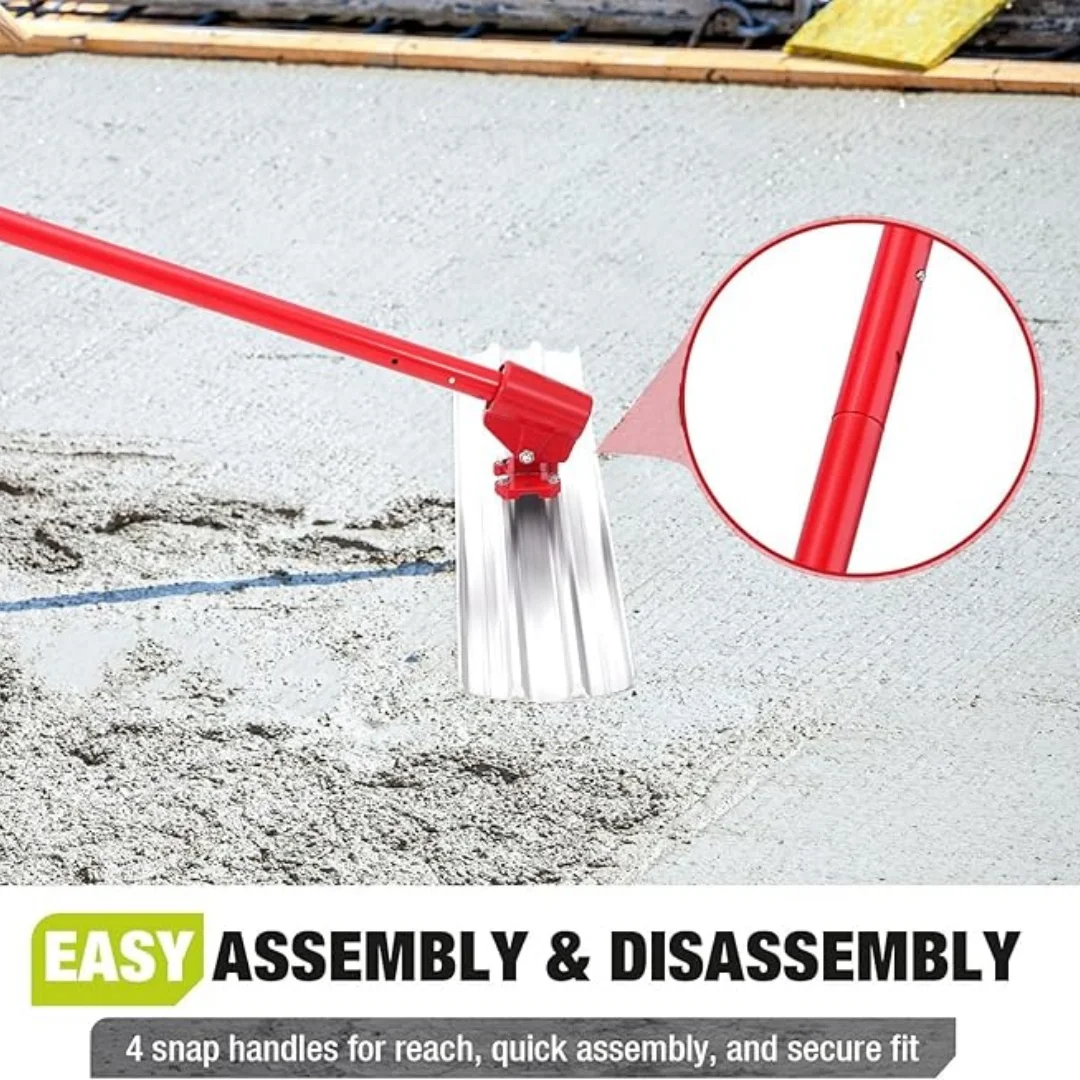 Aluminum Magnesium Bull Float Concrete Finishing Tool Kit Professional Float with Single Handle, Adjustable Bracket for Masonry
