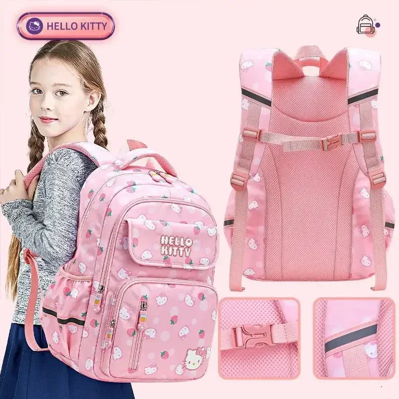 Hello Kitty backpack cute cartoon children\'s school bag small junior highschool girl large capacity load-reducing schoolbackpack