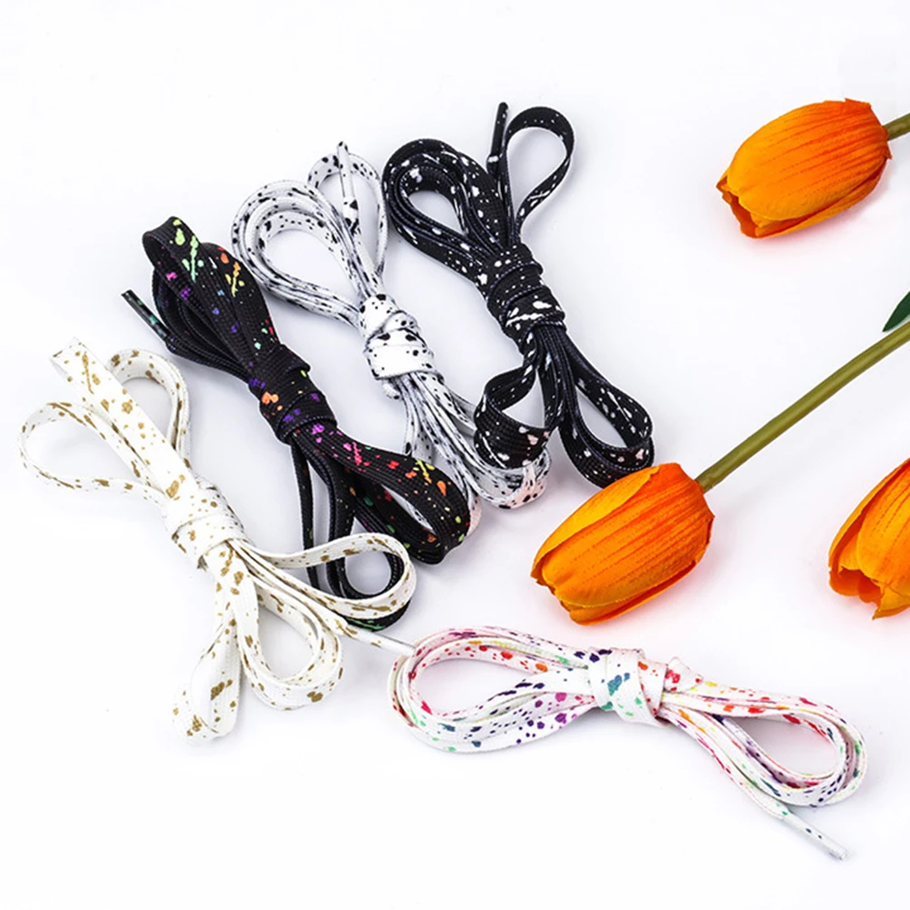 Shoelaces for Sneaker Flat Gilding Printing Ink Splatter Shoelace Colorful Splash Ink Hand-painted Basketball Shoe Laces