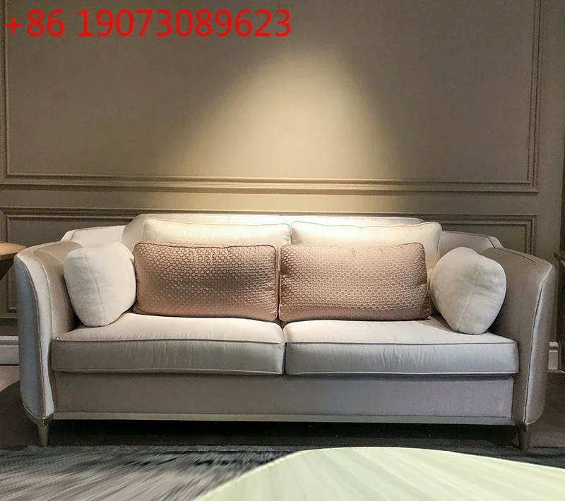 American light luxury leather sofa, post-modern living room fully equipped small apartment, European creative three-person sofa