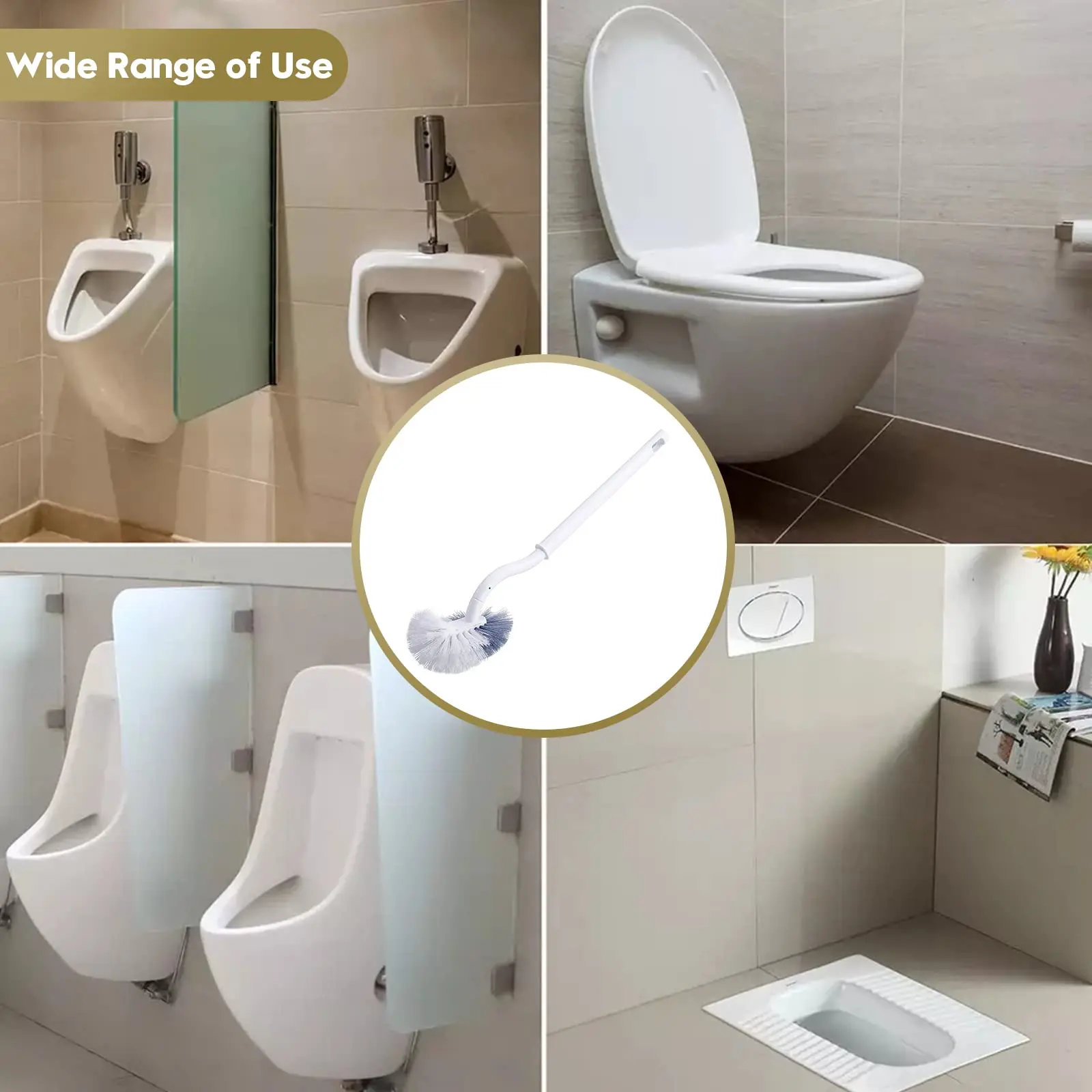 Toilet Cleaning Brush Bending Shape to Narrow Gap Toilet Brush Hanging Drying Space Saving Japanese Design Cleaning Brush