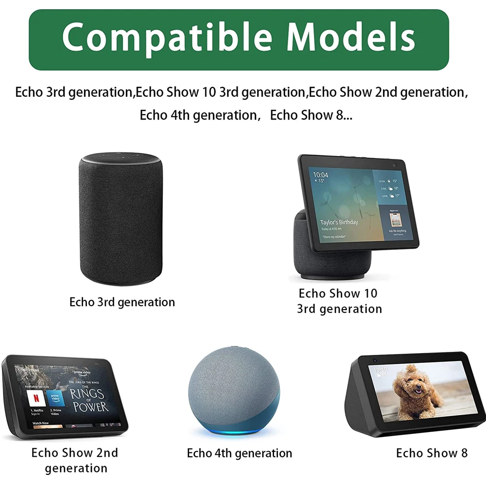 Echo show 8,10,echo tract 15,30 W,アダプター用交換コード