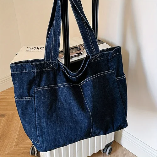 Bolso de mano vaquero vintage, bolso de hombro retro de gran capacidad, bolso informal para mujer y bolso de compras, bolsos de mujer
