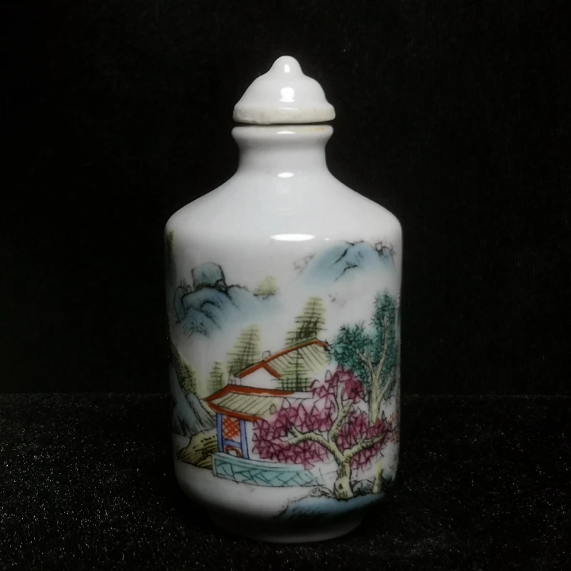 YIZHU CULTUER ART Size 3.2 inch Chinese Porcelain Painting Persimmon Deer Snuff Bottle Gift Collection