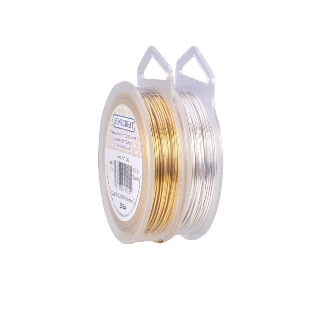 2 Rolls 20-Gauge Tarnish Resistant Silver/Gold Coil Wire 66-Feet/22-Yard in Total Making Kit