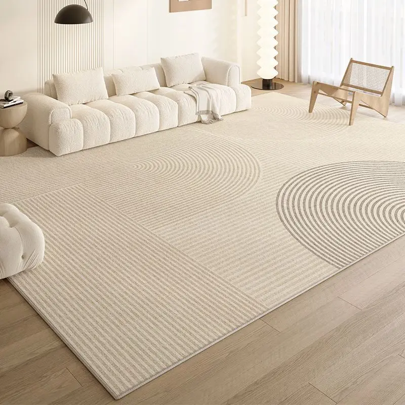 VIKAMA Wabi Sabi Neutral Tone Abstract Curve Linear Rectangle Rug Modern Simple Ins Style Living Room Decor Carpet Home Decor