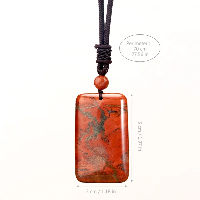 3PCS/lot Vintage Red Stone Unadorned Pendant Long Sweater Chain for Men & Women Rectangle Tag Natural Gemstone Jewelry