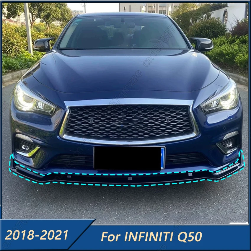 

Front Bumper Splitter Lip Spoiler For INFINITI Q50 Base / Sport Version 2018 2019 2020 2021 Refit Chin Diffuser Blade Body Kits