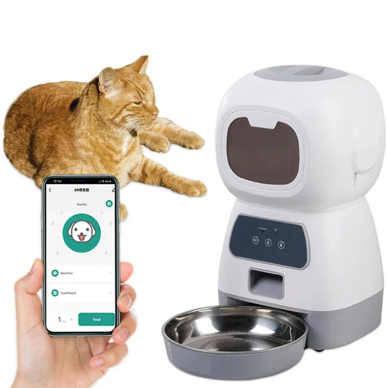 

3.5L Automatic Pet Feeder For Cats WiFi Smart Swirl Slow Dog Feeder With Voice Recorder Large Capacity Timing Cat Food Dispenser