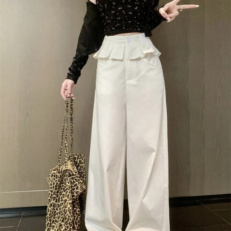 American Spice Girl Bud Design Sense Skirt Pants 2025 Spring/Summer High Waist Loose Straight Women's Wide Leg Mopping Pants